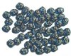 60 8x6mm Flat Oval Rosary - Dark Aqua with Gold Dove